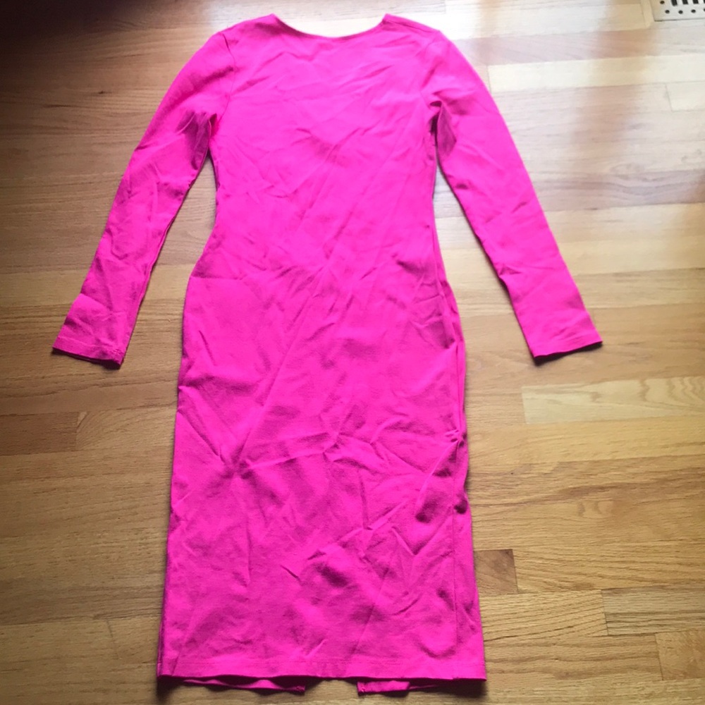 Pink long sleeve midi dress - Picture 1 of 5